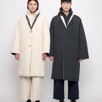 Reversible Quilted Coat - FW24 - Navy Gray/ Off-White