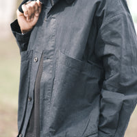 Panel Pockets Shirt Jacket - Waxed Edition - FW26 - Navy Black