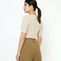 Ribbed Short Sleeves - FW25 - Sand Beige