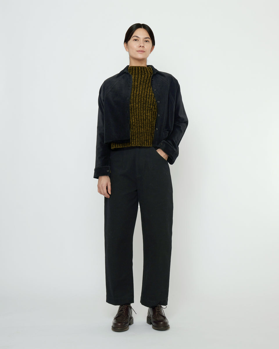 Corduroy 3/4 Cropped Shirt Jacket - FW25 - Black – 7115 by Szeki