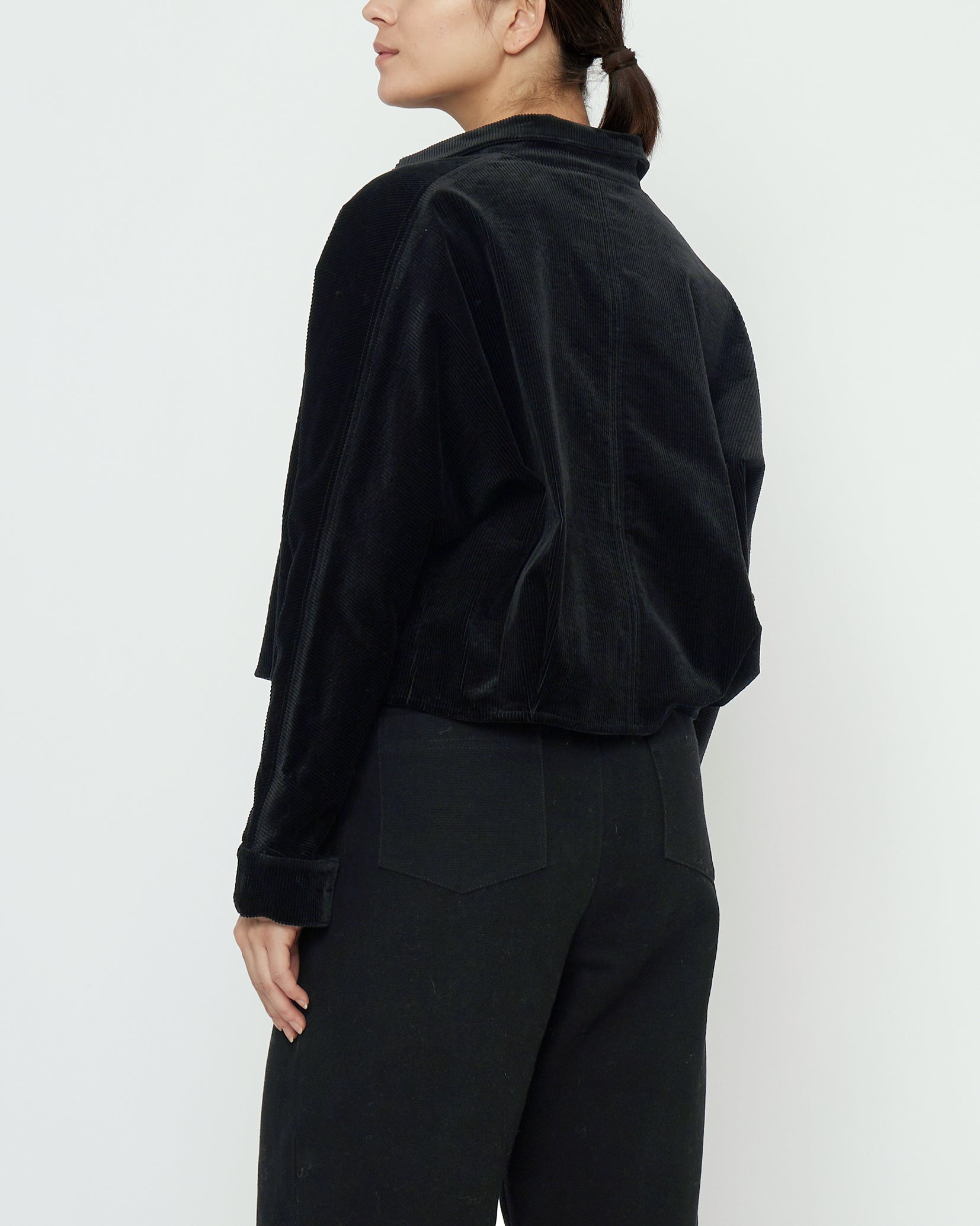 Corduroy 3/4 Cropped Shirt Jacket - FW25 - Black – 7115 by Szeki