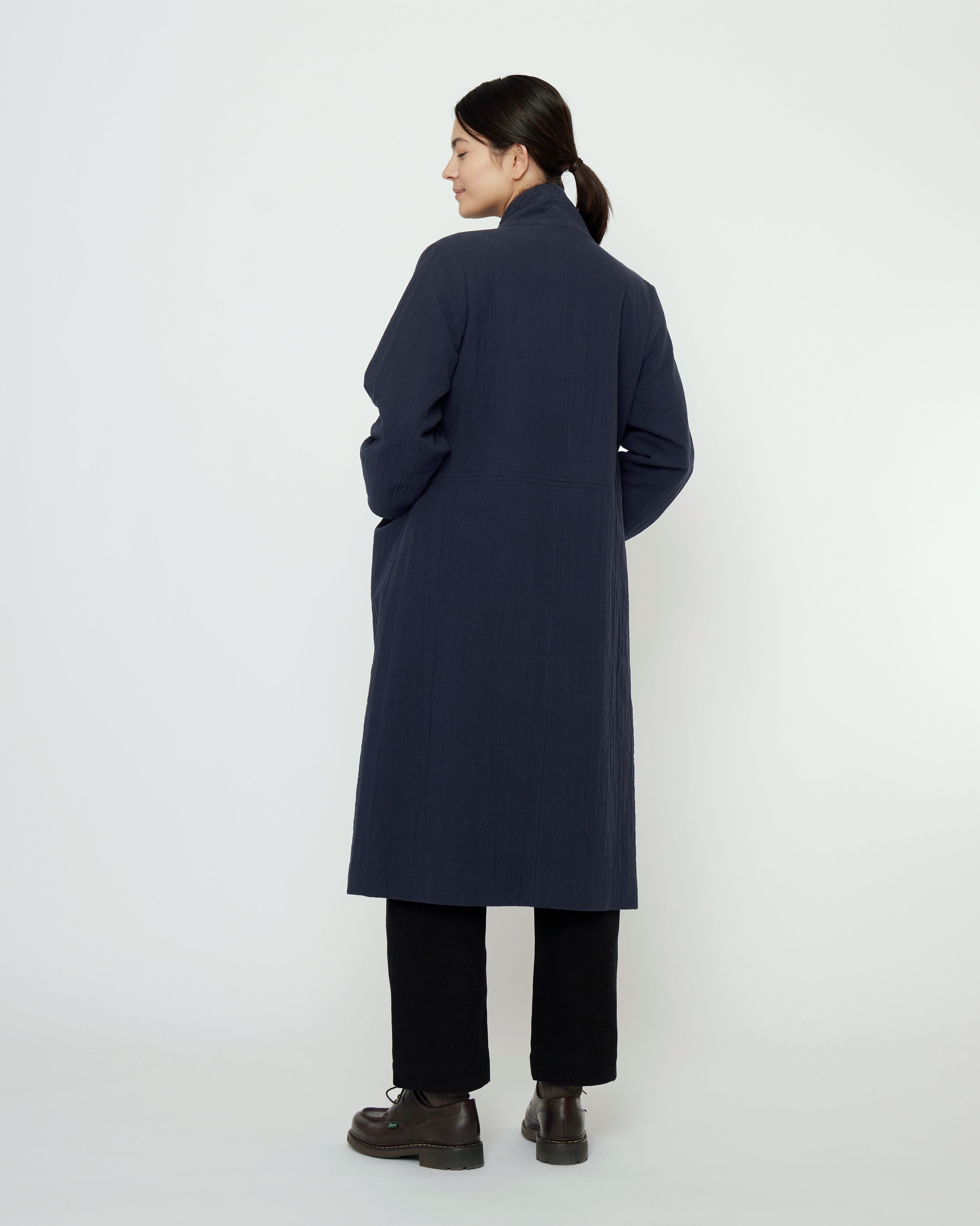 Signature Open Fall Coat - Textured Edition - Navy – 7115 by Szeki