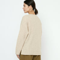 Oversized Ribbed Mockneck - FW25 - Sand Beige
