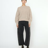 Striped Poet Sleeves Sweater - FW25 - Taupe Sand