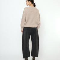 Striped Poet Sleeves Sweater - FW25 - Taupe Sand