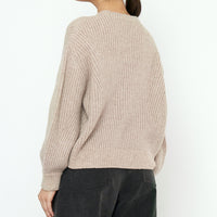 Striped Poet Sleeves Sweater - FW25 - Taupe Sand