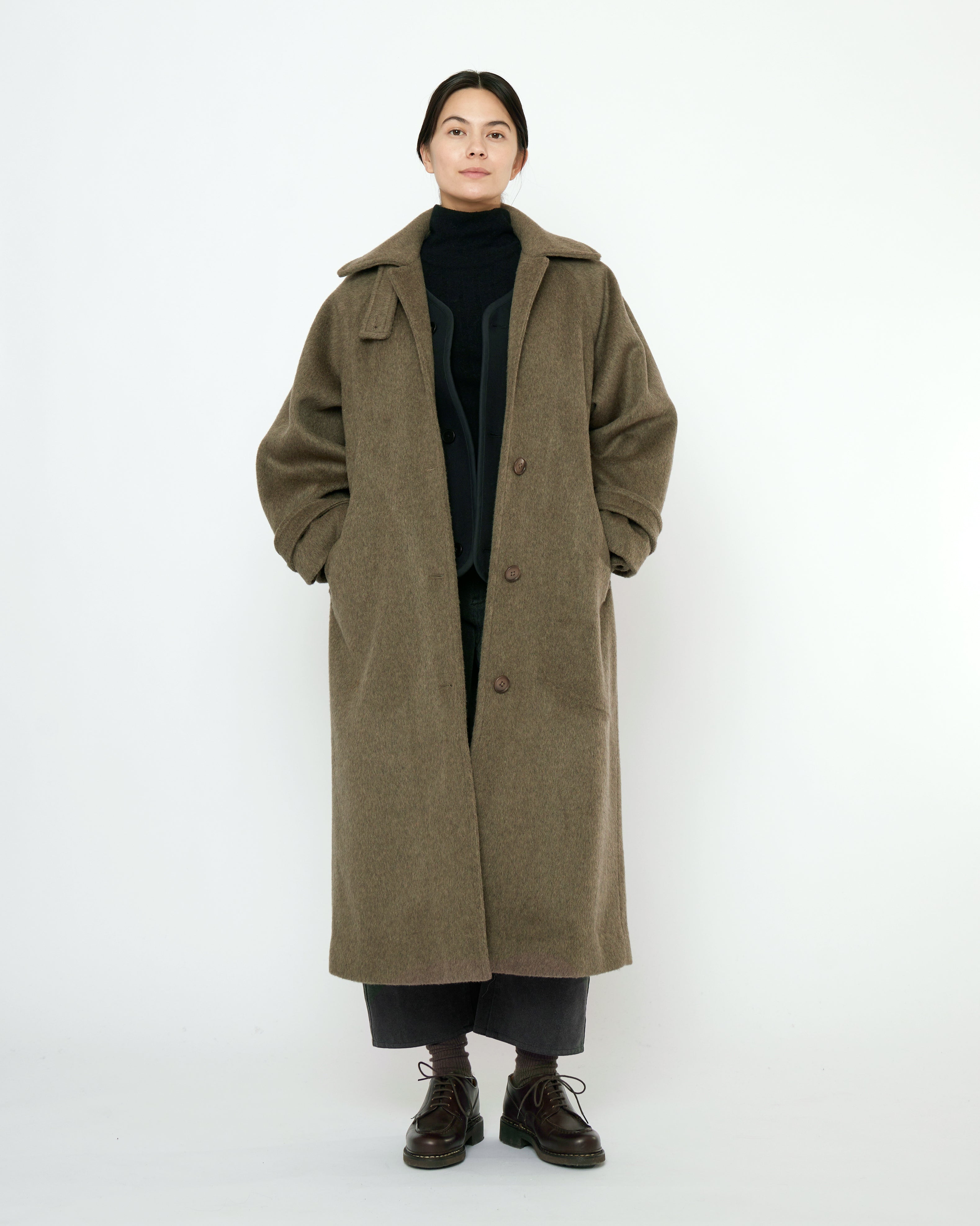 ＜H＞DOUBLE-DEALER BALMANCAAN COAT Balmacaan Coat - FW25 - Olive Gray – 7115 by Szeki