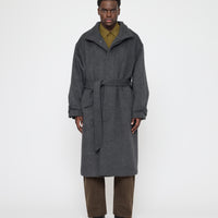 Tall Collar Long Wool Coat - FW26 - Charcoal