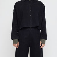 Signature 3/4 Cropped Shirt Jacket - Brushed Canvas Edition - Black