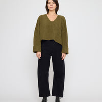 Oversized V-Neck Sweater - FW26 - Kelp Green
