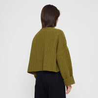 Oversized V-Neck Sweater - FW26 - Kelp Green