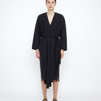 V-Neck Cocoon Midi Dress - SS25 - Black