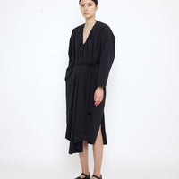 V-Neck Cocoon Midi Dress - SS25 - Black