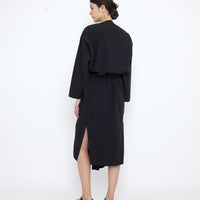 V-Neck Cocoon Midi Dress - SS25 - Black