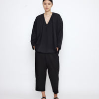 V-Neck Cocoon Top - SS25 - Black