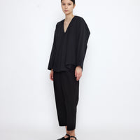 V-Neck Cocoon Top - SS25 - Black