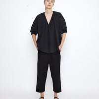 V-Neck Cocoon Top - SS25 - Black