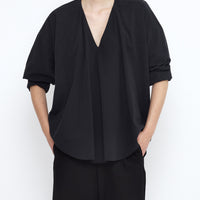 V-Neck Cocoon Top - SS25 - Black