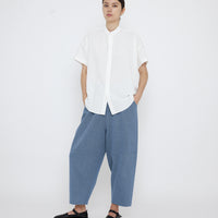 Mandarin Cocoon Short Sleeves Shirt - SS25 - Off-White