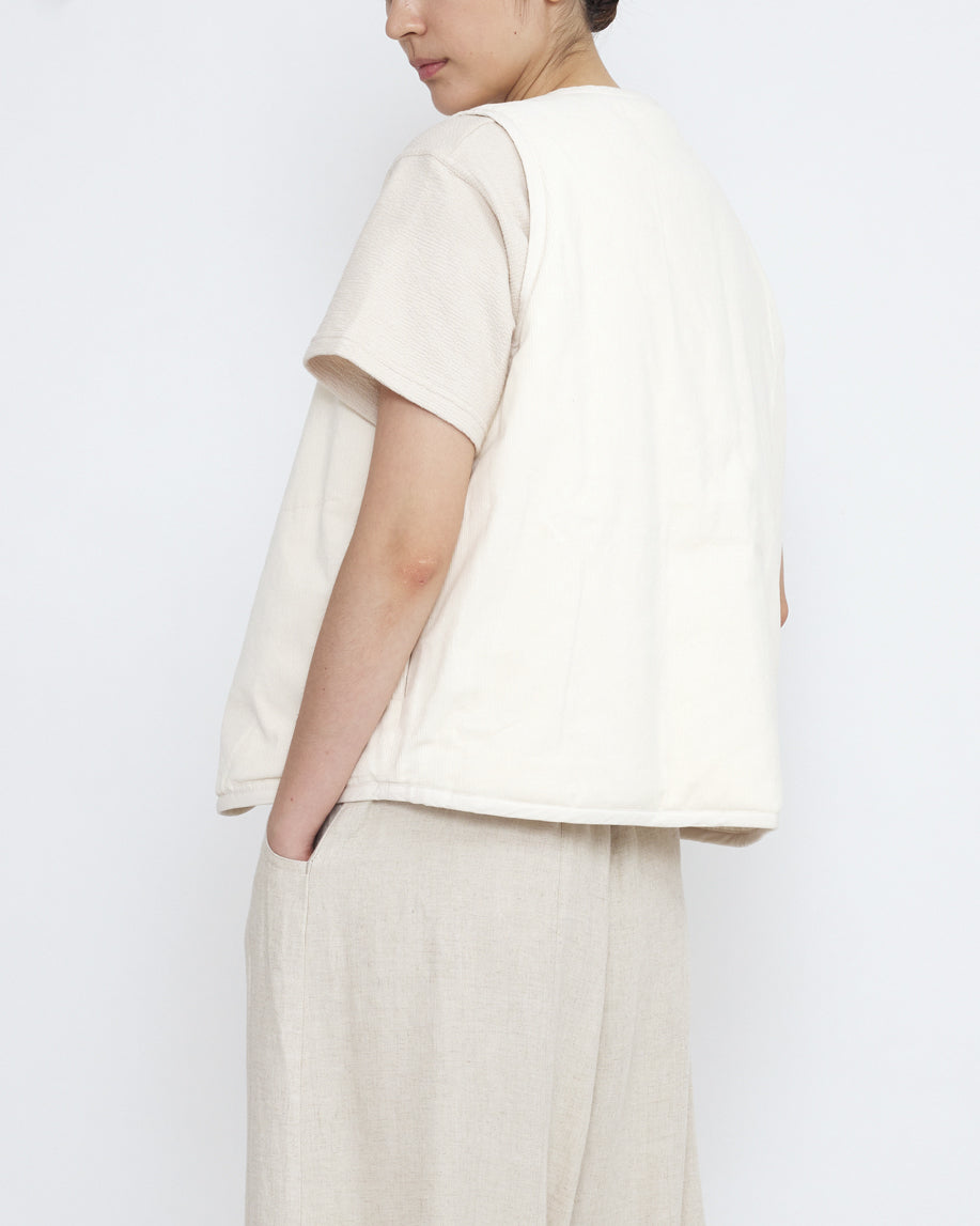 Reversible Quilted Vest - SS25 - Antique White – 7115 by Szeki