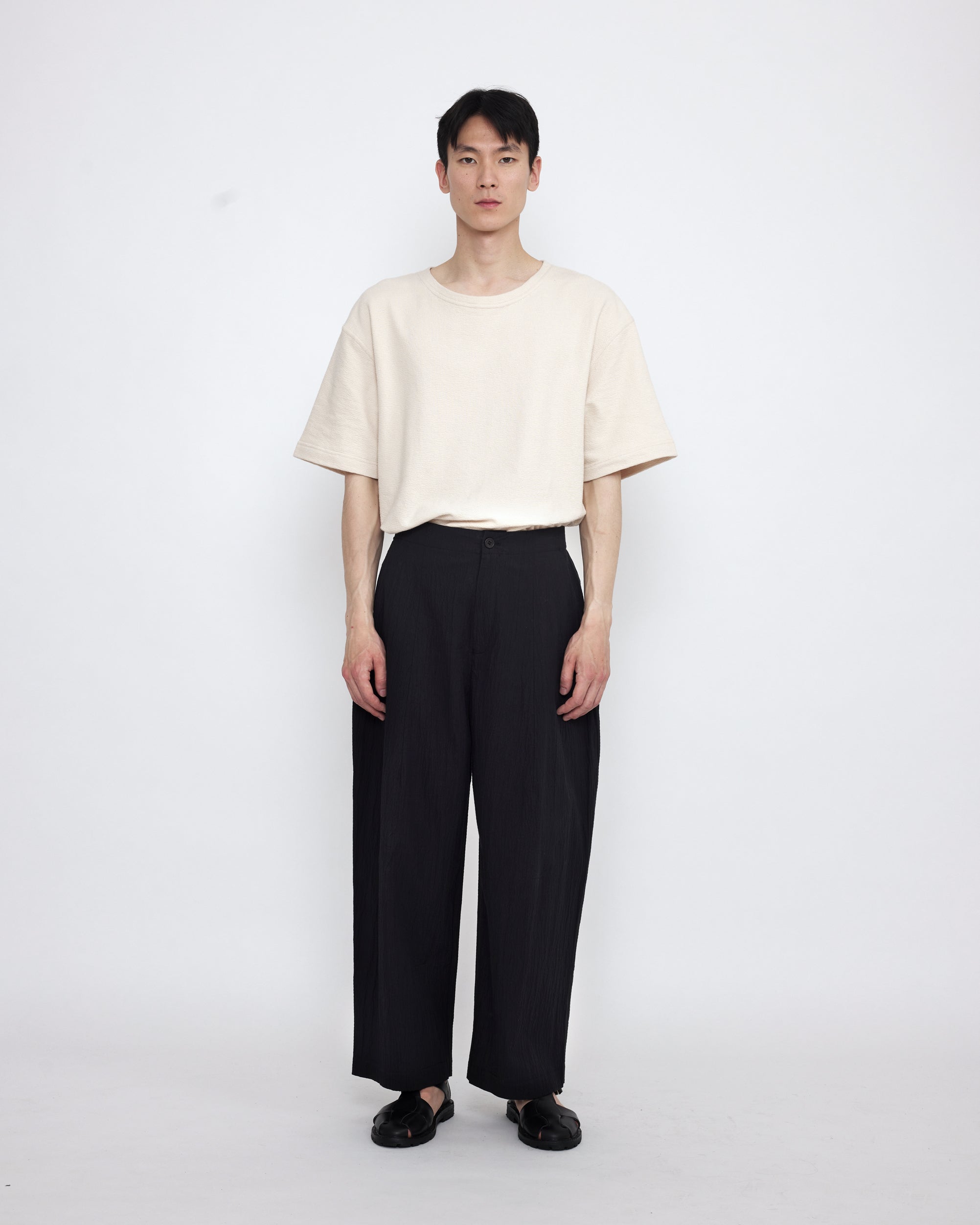Signature Pleated Trouser - Textured Edition - Textured Black