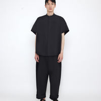 Mandarin Cocoon Short Sleeves Shirt - SS25 - Black