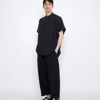 Mandarin Cocoon Short Sleeves Shirt - SS25 - Black