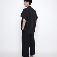 Mandarin Cocoon Short Sleeves Shirt - SS25 - Black
