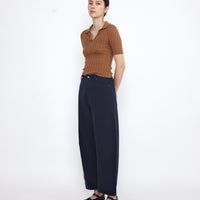 Collared V-Neck Fine Knit - SS25 - Rust