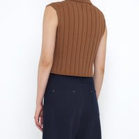 Collared Ribbed Vest - SS25 - Rust