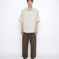 Linen Oversized Short Sleeves Shirt - SS25 - Sand Beige
