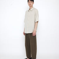 Linen Oversized Short Sleeves Shirt - SS25 - Sand Beige