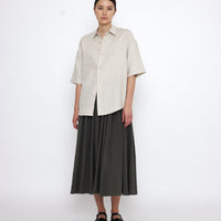 Linen Oversized Short Sleeves Shirt - SS25 - Sand Beige