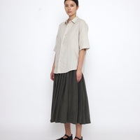 Linen Oversized Short Sleeves Shirt - SS25 - Sand Beige