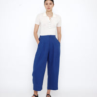 Linen Pleated Trouser - SS25 - Cobalt