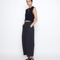 Linen Pleated Trouser - SS25 - Charcoal Blue
