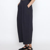 Linen Pleated Trouser - SS25 - Charcoal Blue