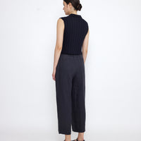Linen Pleated Trouser - SS25 - Charcoal Blue