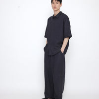 Linen Oversized Short Sleeves Shirt - SS25 - Charcoal Blue