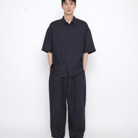 Linen Oversized Short Sleeves Shirt - SS25 - Charcoal Blue