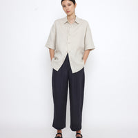 Linen Oversized Short Sleeves Shirt - SS25 - Sand Beige