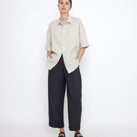 Linen Oversized Short Sleeves Shirt - SS25 - Sand Beige