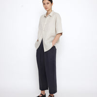 Linen Oversized Short Sleeves Shirt - SS25 - Sand Beige