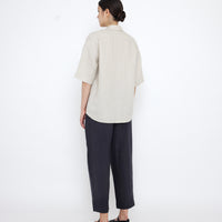Linen Oversized Short Sleeves Shirt - SS25 - Sand Beige