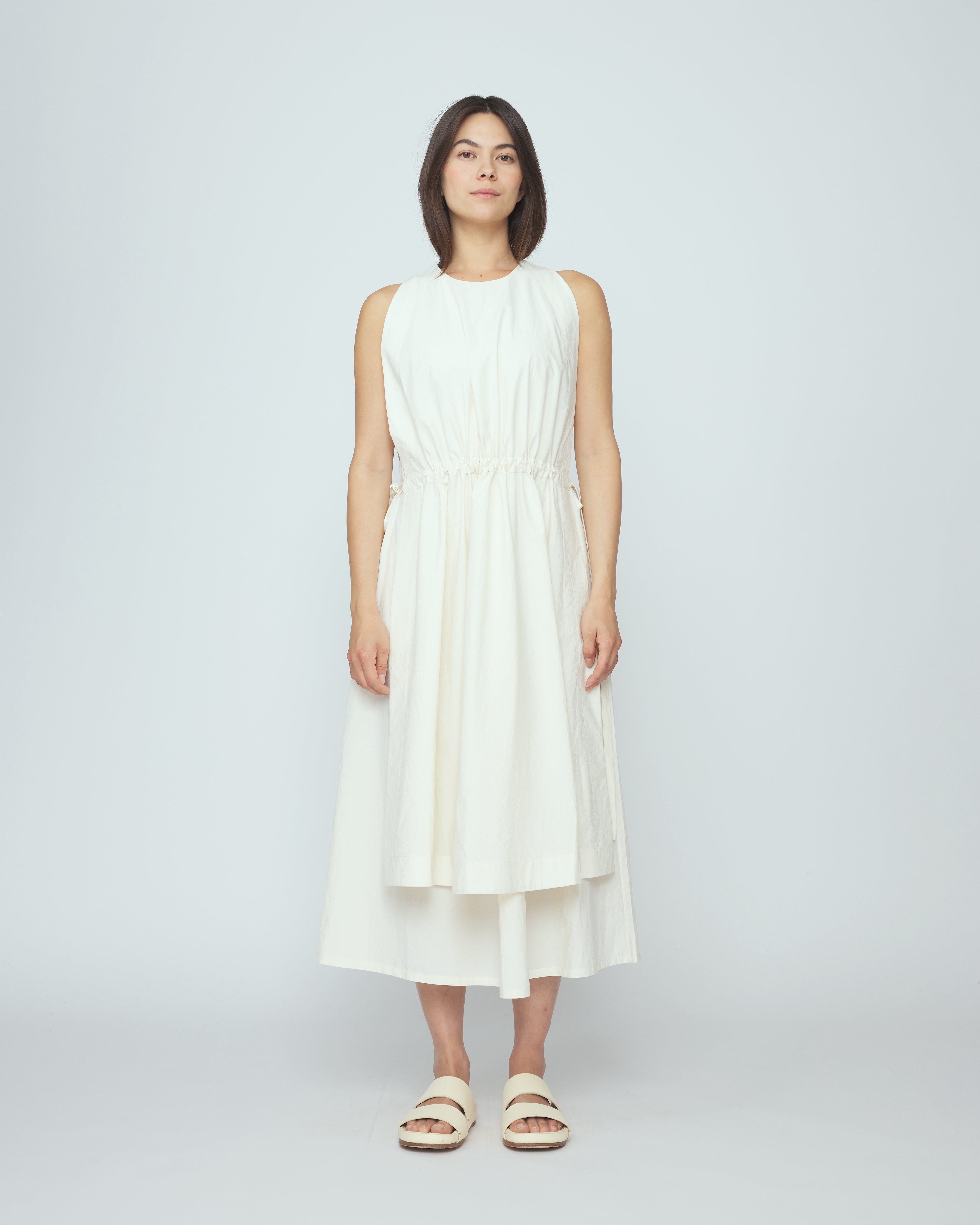 カーディガン Papier Tiered gown/White Papery Layered Dress - SS26 - Rice White – 7115 by Szeki