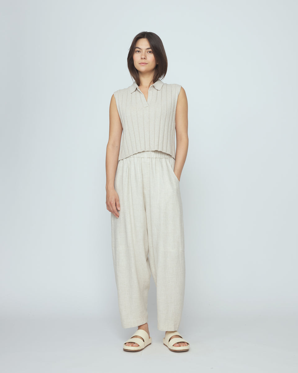 Collared Knit Vest - SS26 - Speckle Beige – 7115 by Szeki