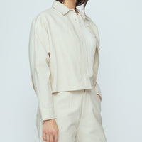 Signature 3/4 Cropped Shirt Jacket - Canvas Edition - Oatmeal