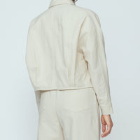 Signature 3/4 Cropped Shirt Jacket - Canvas Edition - Oatmeal