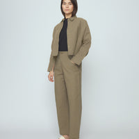 Signature 3/4 Cropped Shirt Jacket - Canvas Edition - Moss Brown
