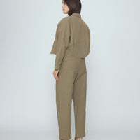 Signature 3/4 Cropped Shirt Jacket - Canvas Edition - Moss Brown